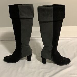 Dress Barn Vale Super Soft Boots Black and Grey 3" Heel Size 6.5